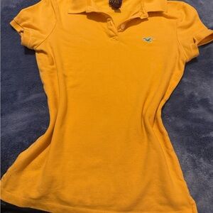 Hollister Women's Bright Orange Button Down Shirt